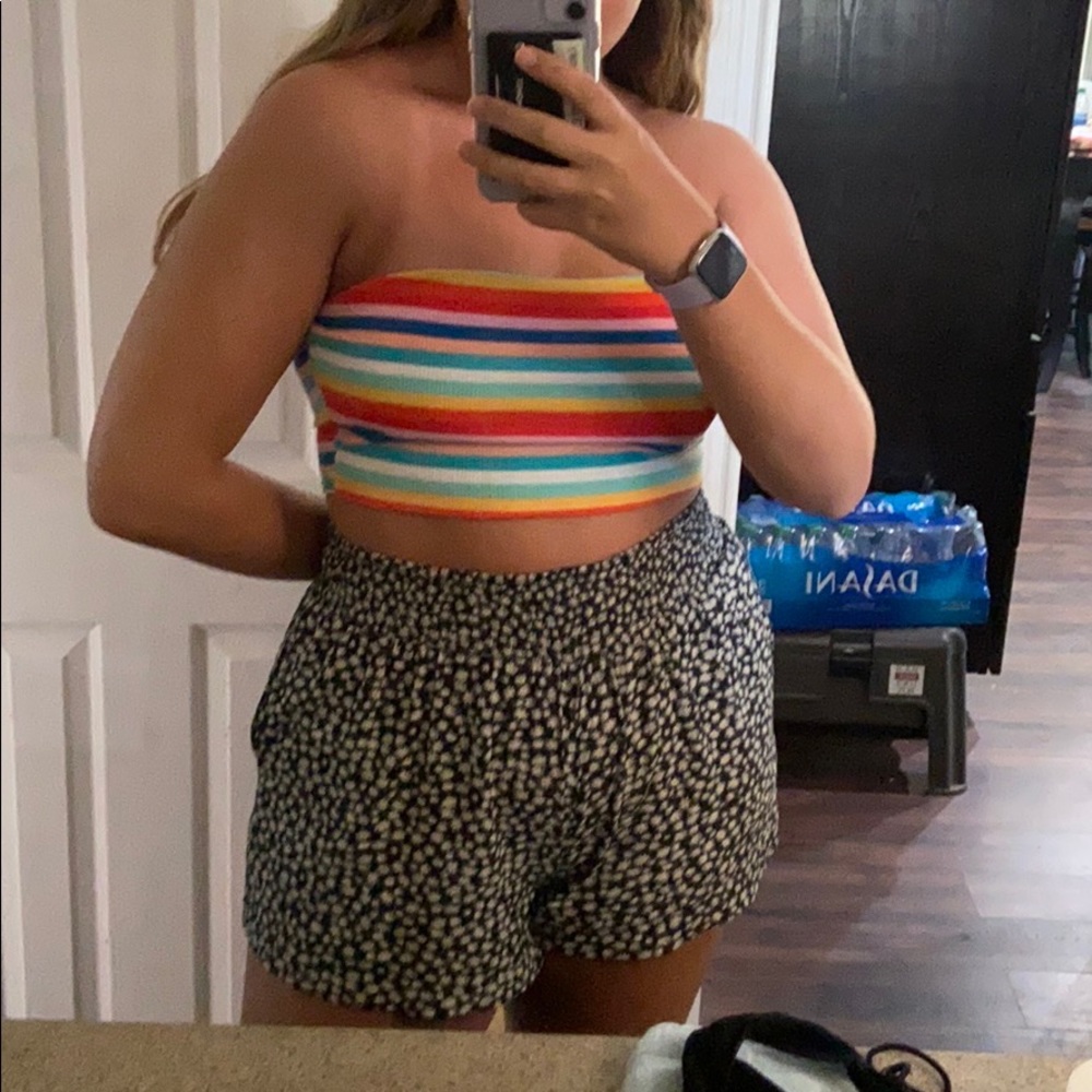 Rainbow strapless crop top
